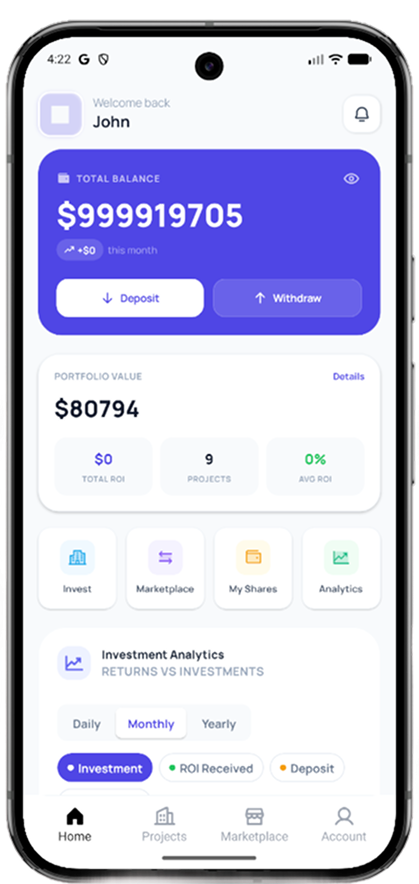 Investra mobile screen