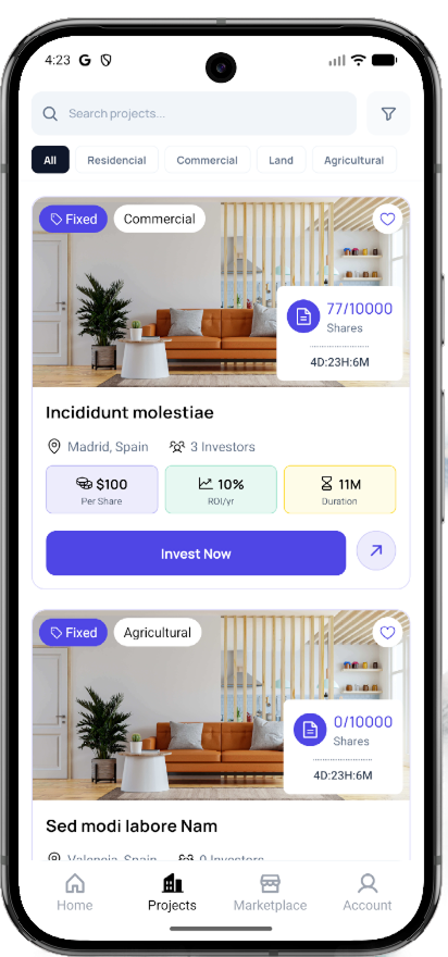 Investra mobile screen